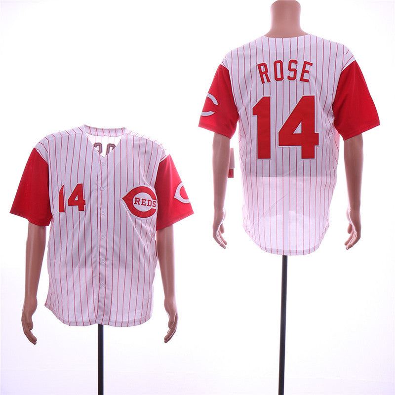 Custom Fan-Made Pete Rose Cincinnati Reds #14 White Throwback Baseball Jersey