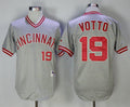 Custom Fan-Made Joey Votto Cincinnati Reds #19 Grey Throwback Baseball Jersey
