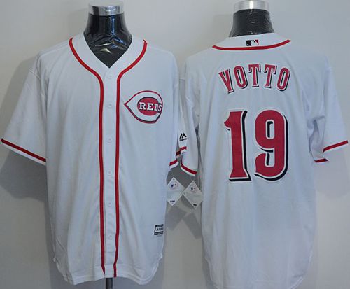 Custom Fan-Made Joey Votto Cincinnati Reds #19 White Baseball Jersey
