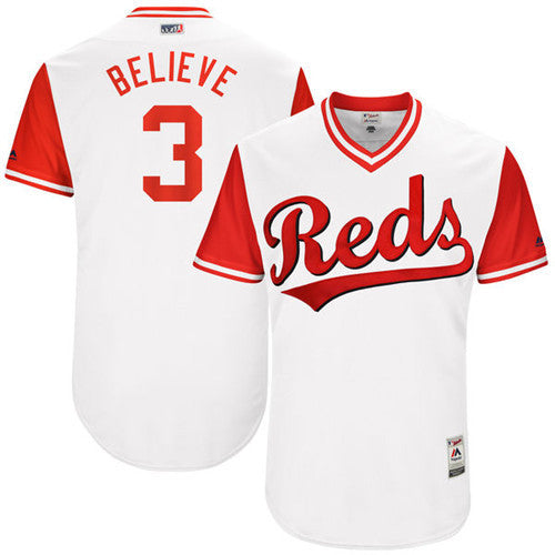 Custom Fan-Made Patrick Kivlehan Believe Cincinnati Reds #3 White 2017 Baseball Jersey