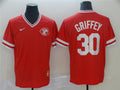 Custom Fan-Made Ken Griffey Jr Cincinnati Reds #30 Red Throwback Baseball Jersey