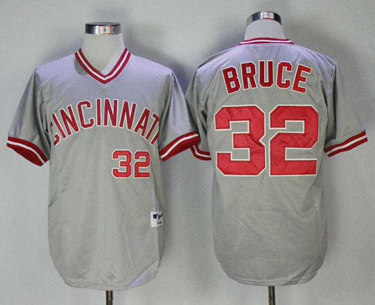 Custom Fan-Made Jay Bruce Cincinnati Reds #32 Grey Throwback Baseball Jersey