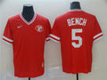 Custom Fan-Made Johnny Bench Cincinnati Reds #5 Red Throwback Baseball Jersey