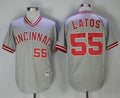 Custom Fan-Made Mat Latos Cincinnati Reds #55 Grey Throwback Baseball Jersey