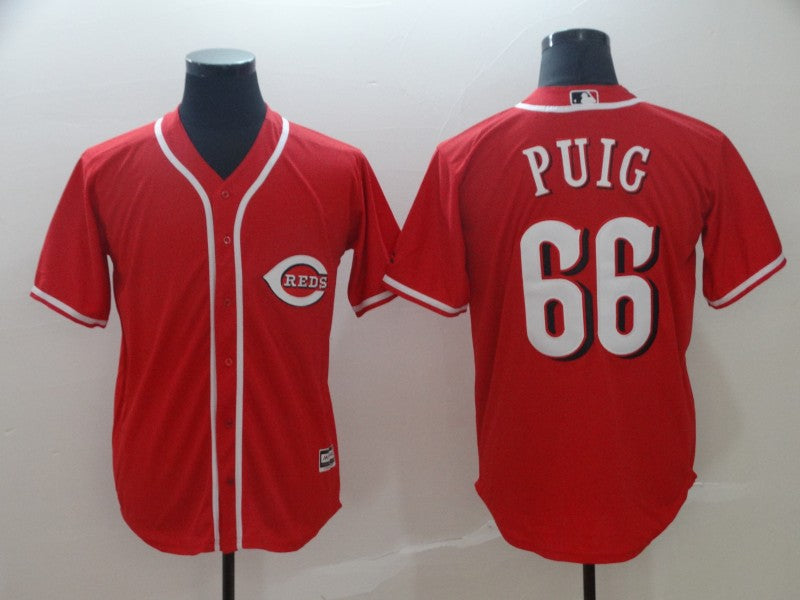 Custom Fan-Made Yasiel Puig Cincinnati Reds #66 Red Baseball Jersey