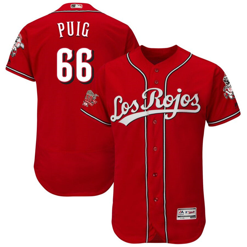 Custom Fan-Made Yasiel Puig Cincinnati Reds #66 Baseball Jersey