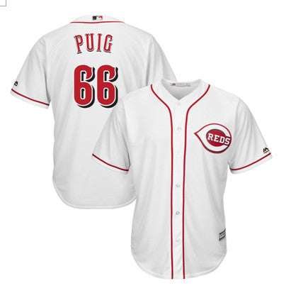 Custom Fan-Made Yasiel Puig Cincinnati Reds #66 White Baseball Jersey