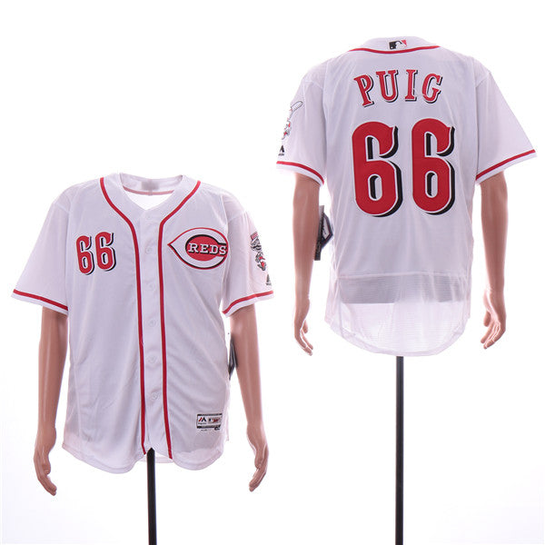 Custom Fan-Made Yasiel Puig Cincinnati Reds #66 White Baseball Jersey