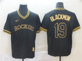 Custom Fan-Made Charlie Blackmon Colorado Rockies #19 Black Baseball Jersey