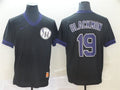 Custom Fan-Made Charlie Blackmon Colorado Rockies #19 Black Throwback Baseball Jersey