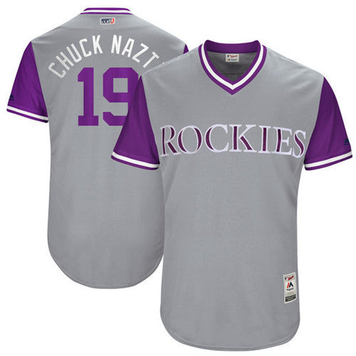 Custom Fan-Made Charlie Blackmon Chuck Nazty Colorado Rockies #19 Grey 2017 Baseball Jersey