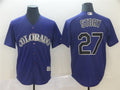 Custom Fan-Made Trevor Story Colorado Rockies #27 Purple Baseball Jersey