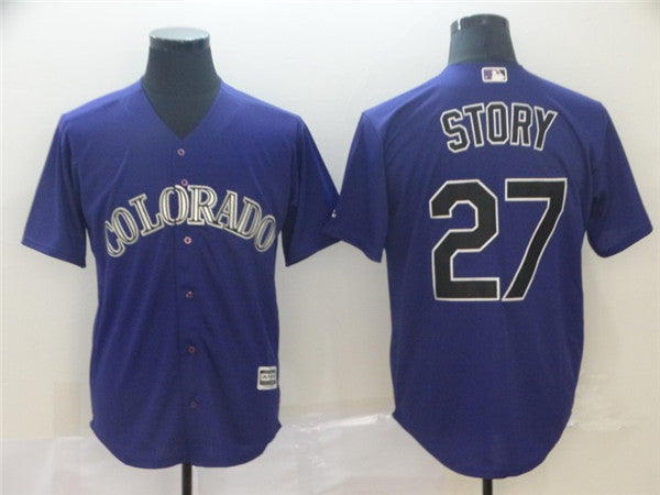 Custom Fan-Made Trevor Story Colorado Rockies #27 Purple Baseball Jersey