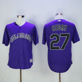 Custom Fan-Made Trevor Story Colorado Rockies #27 Purple Baseball Jersey