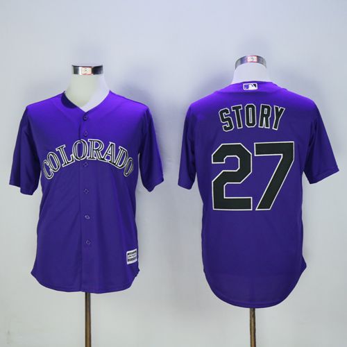 Custom Fan-Made Trevor Story Colorado Rockies #27 Purple Baseball Jersey
