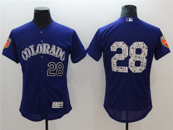 Custom Fan-Made Nolan Arenado Spring Training Colorado Rockies #28 2018 Baseball Jersey