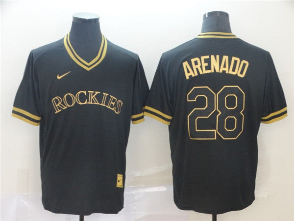 Custom Fan-Made Nolan Arenado Colorado Rockies #28 Black Baseball Jersey