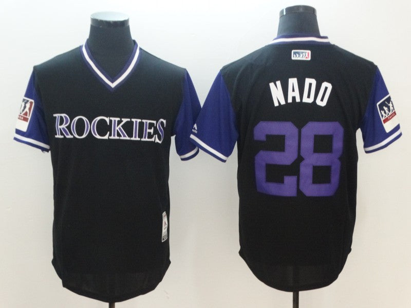 Custom Fan-Made Nolan Arenado Nado Colorado Rockies #28 Black 2018 Baseball Jersey