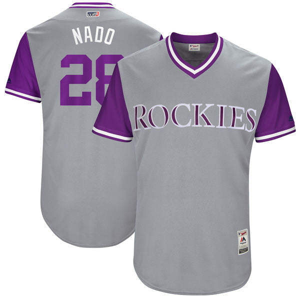 Custom Fan-Made Nolan Arenado Nado Colorado Rockies #28 Grey 2017 Baseball Jersey