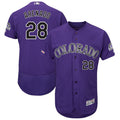 Custom Fan-Made Nolan Arenado Flexnase Colorado Rockies #28 Purple Baseball Jersey