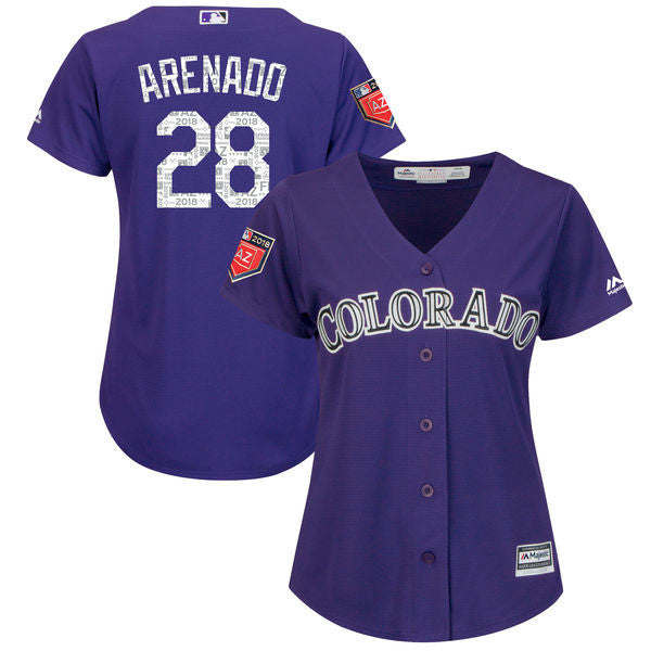 Custom Fan-Made Nolan Arenado Women Spring Training Colorado Rockies #28 Purple 2018 Baseball Jersey