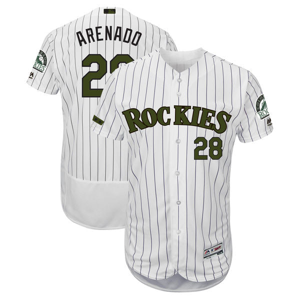 Custom Fan-Made Nolan Arenado Colorado Rockies #28 White 2018 Baseball Jersey