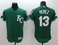 Custom Fan-Made Salvador Perez Celtic Kansas City Royals #13 Green Baseball Jersey