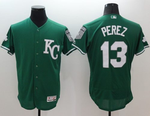 Custom Fan-Made Salvador Perez Celtic Kansas City Royals #13 Green Baseball Jersey
