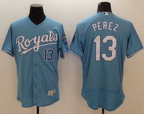 Custom Fan-Made Salvador Perez Kansas City Royals #13 Blue Baseball Jersey