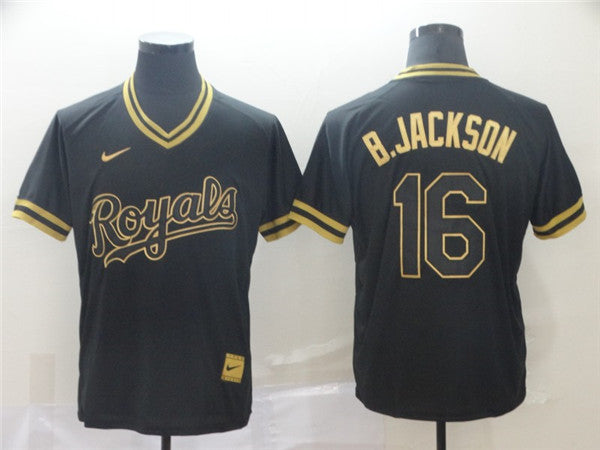 Custom Fan-Made Bo Jackson Kansas City Royals #16 Black Baseball Jersey