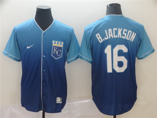Custom Fan-Made Bo Jackson Kansas City Royals #16 Blue Baseball Jersey