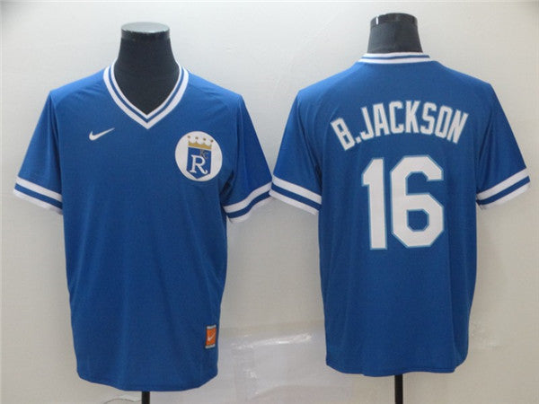 Custom Fan-Made Bo Jackson Kansas City Royals #16 Blue Throwback Baseball Jersey