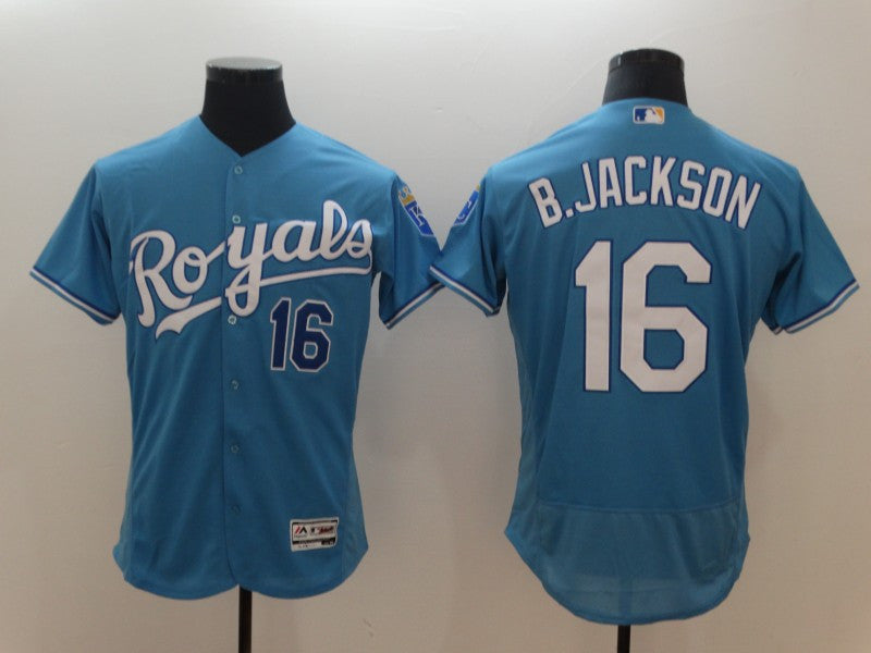 Custom Fan-Made Bo Jackson Kansas City Royals #16 Blue Baseball Jersey