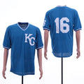 Custom Fan-Made Bo Jackson BP Kansas City Royals #16 Blue Baseball Jersey