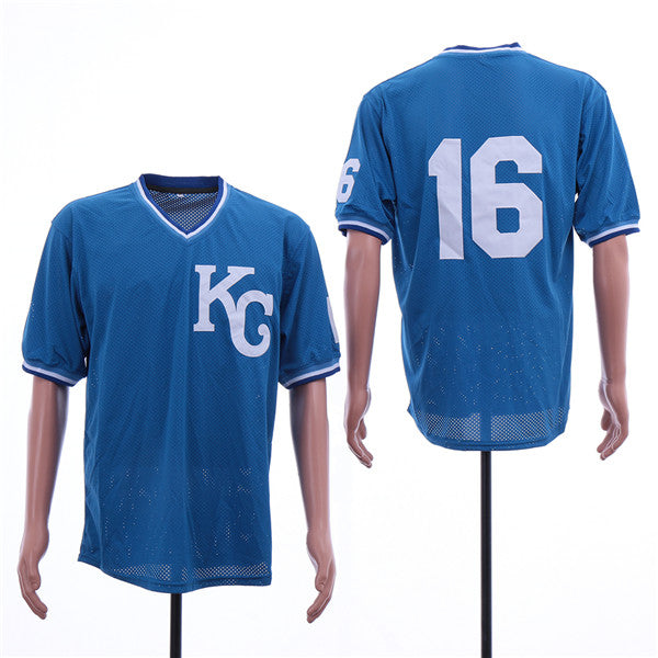 Custom Fan-Made Bo Jackson BP Kansas City Royals #16 Blue Baseball Jersey