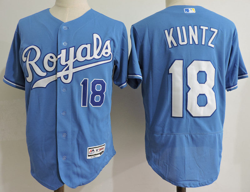 Custom Fan-Made Rusty Kunz Kansas City Royals #18 Blue Baseball Jersey