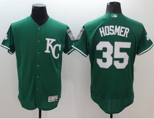 Custom Fan-Made Eric Hosmer Celtic Kansas City Royals #35 Green Baseball Jersey
