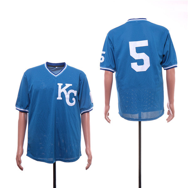 Custom Fan-Made George Brett BP Kansas City Royals #5 Blue Baseball Jersey