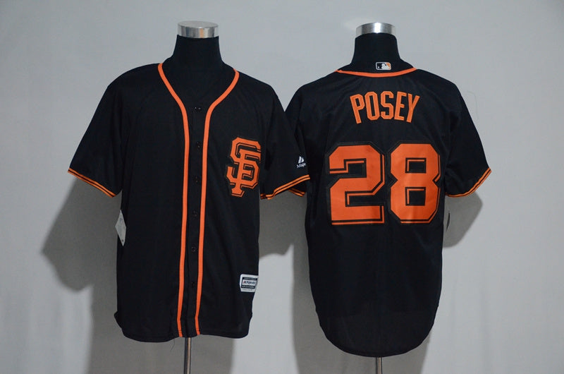 Custom Fan-Made Buster Posey San Francisco Giants #28 Black Baseball Jersey