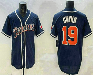 San Diego Padres #19 Tony Gwynn Navy Blue Stitched Cool Base Baseball Jersey