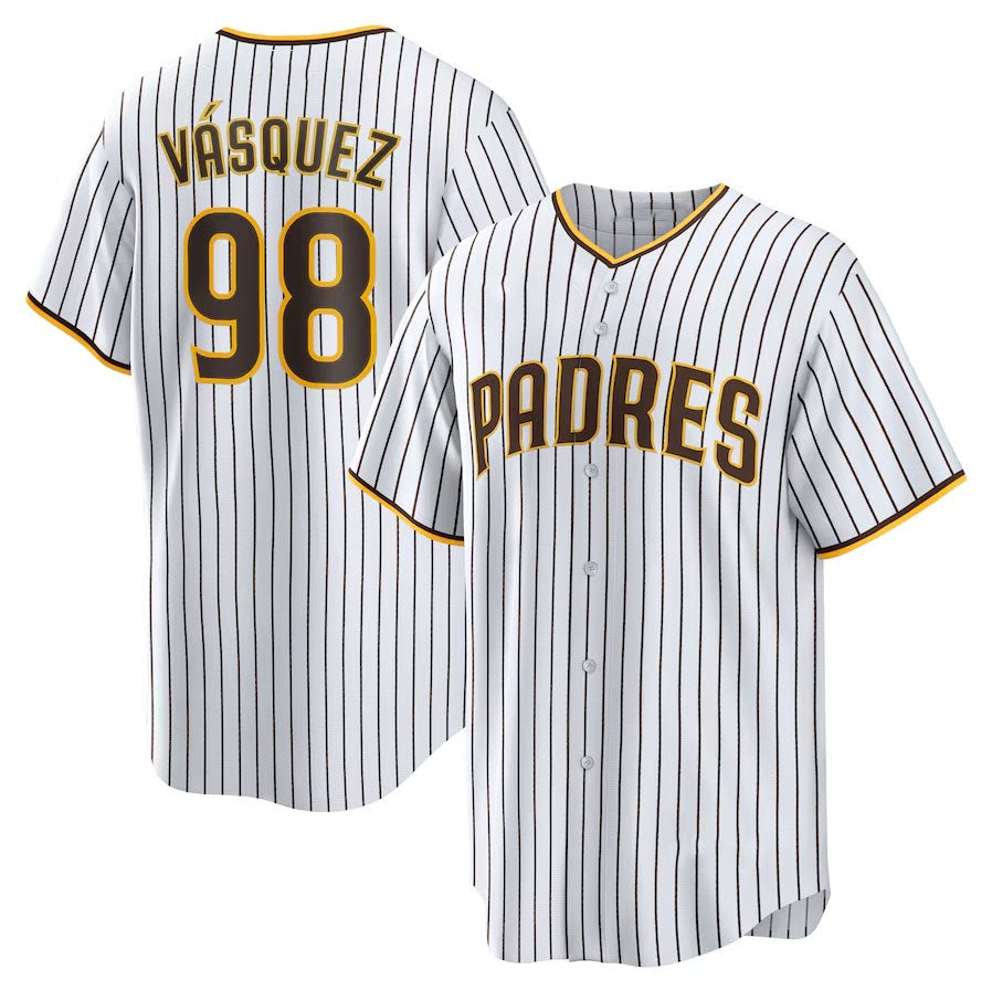 San Diego Padres #98 Randy Vasquez Home Replica Jersey - White Stitched Baseball Jersey