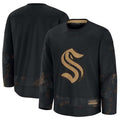 S.Kraken Fanatics 2024 Military Appreciation Practice Jersey - Black Stitched American Hockey Jerseys