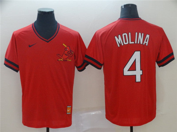 Custom Fan-Made Yadier Molina St. Louis Cardinals #4 Red Throwback Baseball Jersey