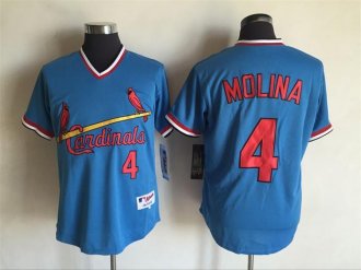 Custom Fan-Made Yadier Molina St. Louis Cardinals #4 Throwback Baseball Jersey