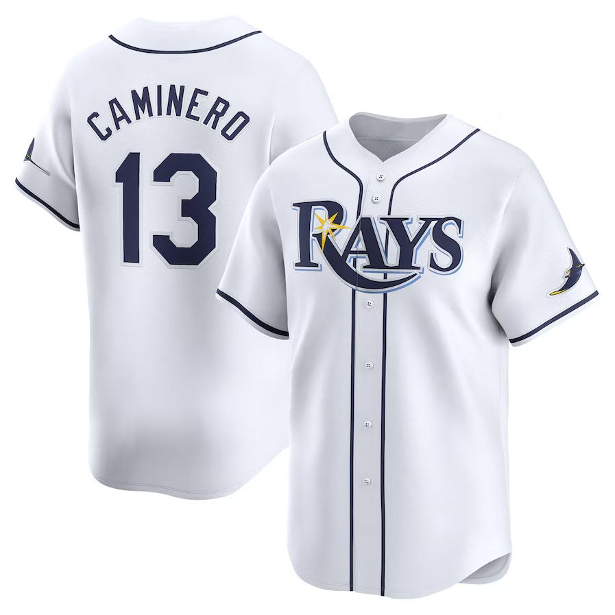 Tampa Bay Rays #13 Junior Caminero Home Limited Player Jersey - White Stitched Baseball Jersey