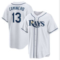 Tampa Bay Rays #13 Junior Caminero Home Replica Player Jersey - White Stitched Baseball Jersey