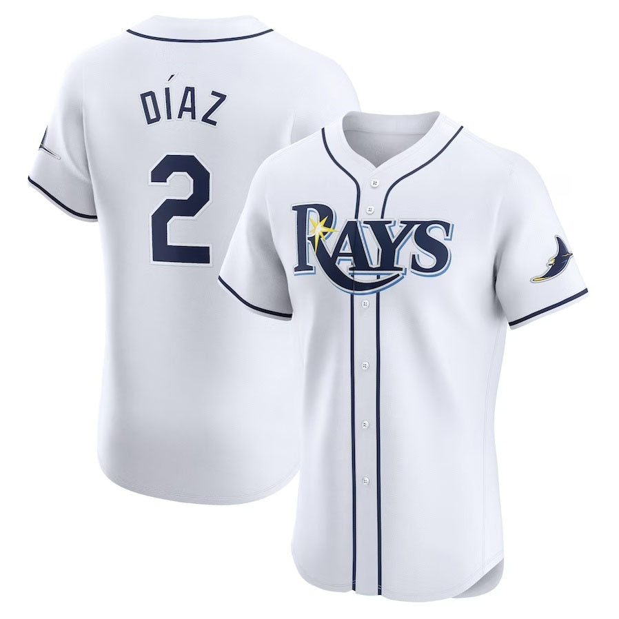 Tampa Bay Rays #2 Yandy Diaz Home Elite Player Jersey - White Stitched Baseball Jersey