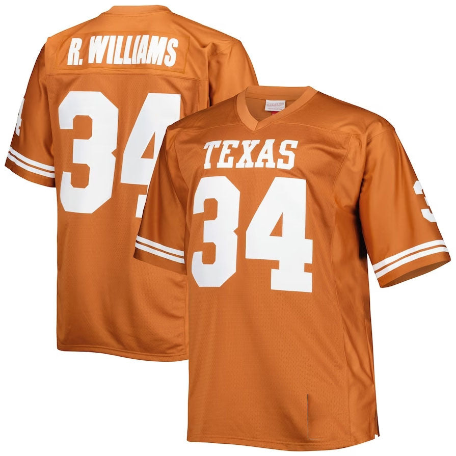 T.Longhorns #34 Ricky Williams Big & Tall Throwback Jersey - Texas Orange American College Jerseys