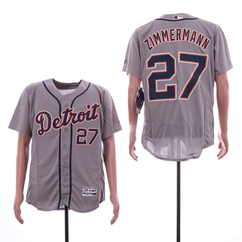 Custom Fan-Made Jordan Zimmermann Detroit Tigers #27 Grey Baseball Jersey