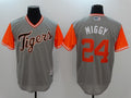 Custom Fan-Made Miguel Cabrera Miggy Detroit Tigers #24 Grey 2017 Baseball Jersey